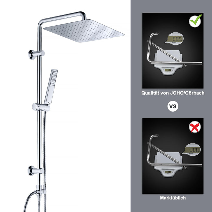 Duschsystem mit Regendusche 30x30cm Edelstahl und Duschstange Chrom - Bild 2