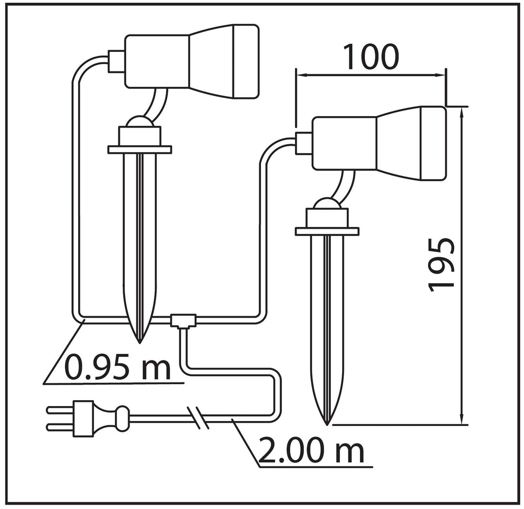 Gartenstrahler 2-flammig IP44 GU10 LED mit Erdpin und Wandhalterung - Bild 4