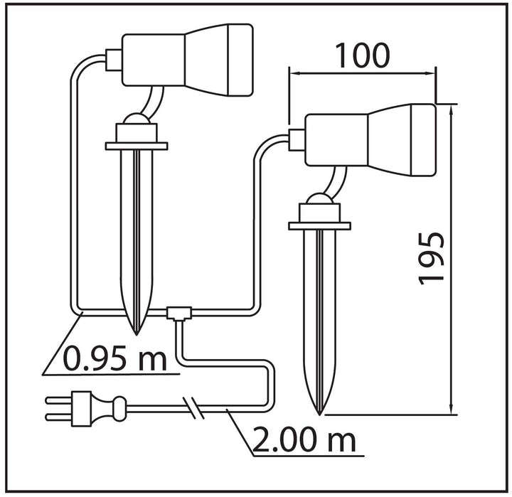 Gartenstrahler 2-flammig IP44 GU10 LED mit Erdpin und Wandhalterung - Bild 4