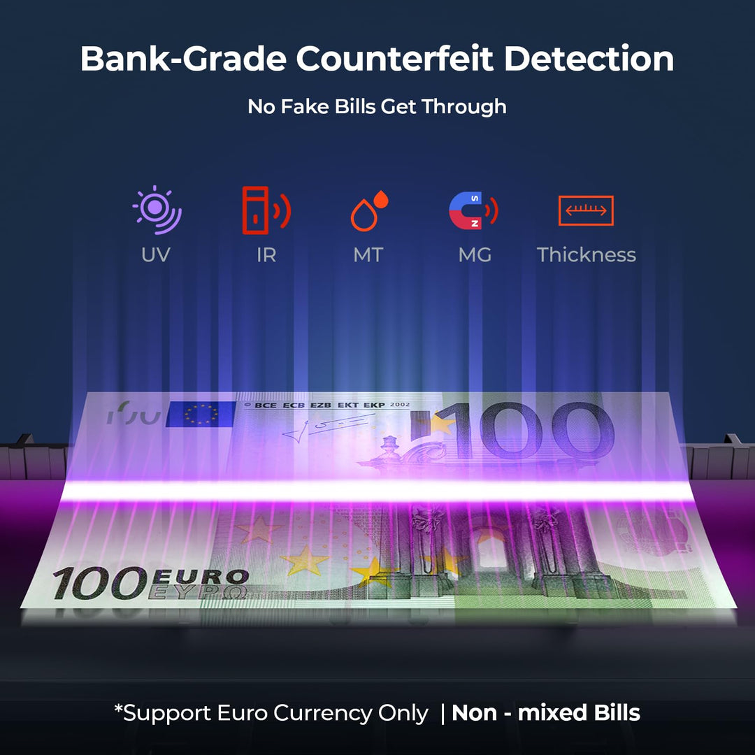 Geldscheinzähler EUR mit UV/MG/IR/MT-Erkennung 1100 Blatt/min - Bild 4