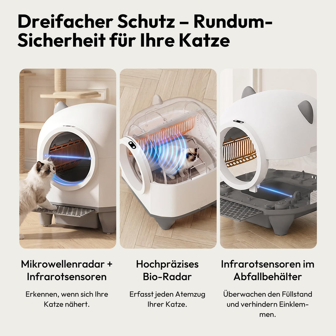 Automatisches Katzenklo 90L mit App-Steuerung und Sicherheitssensoren - Bild 5
