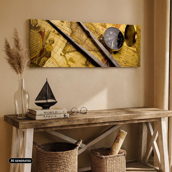 Leinwandbild Weltkarte Vintage 100x40cm aufhängefertig - Bild 3