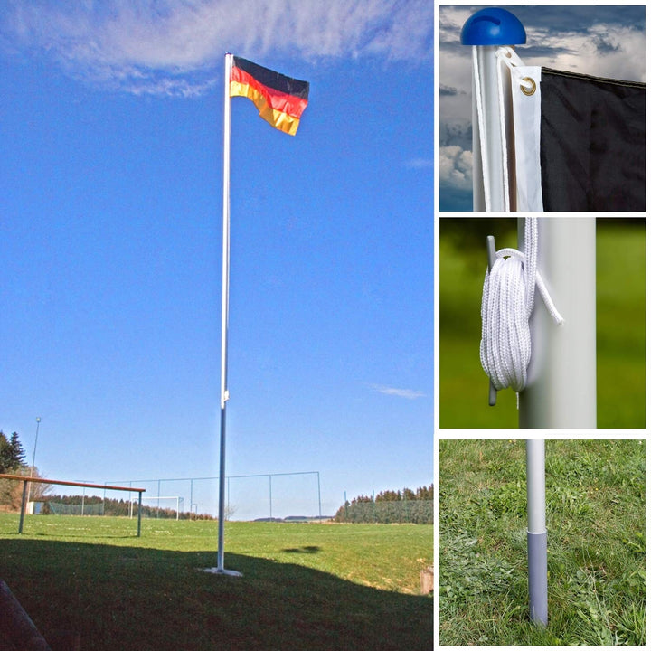 Teleskop Fahnenmast Aluminium 6,5 m 5-fach verstellbar mit Bodenhülse - Bild 4