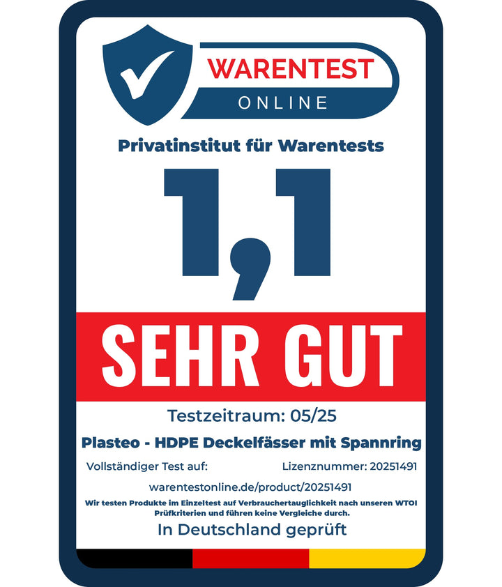 Weithalsfass 220 Liter HDPE mit Deckel Blau Regentonne Kunststoff - Bild 6