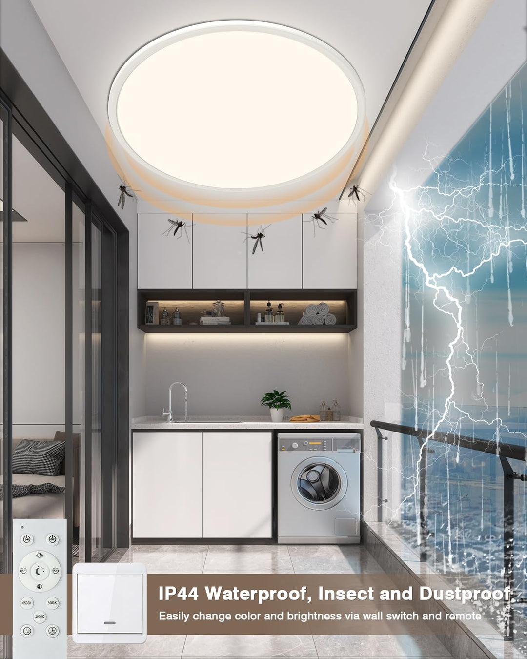 LED Deckenleuchte 56W dimmbar 59cm mit Fernbedienung 3000-6500K - Bild 6