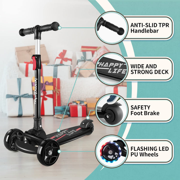 Dreirad-Scooter Kinder faltbar höhenverstellbar LED-Räder bis 50 kg - Bild 3