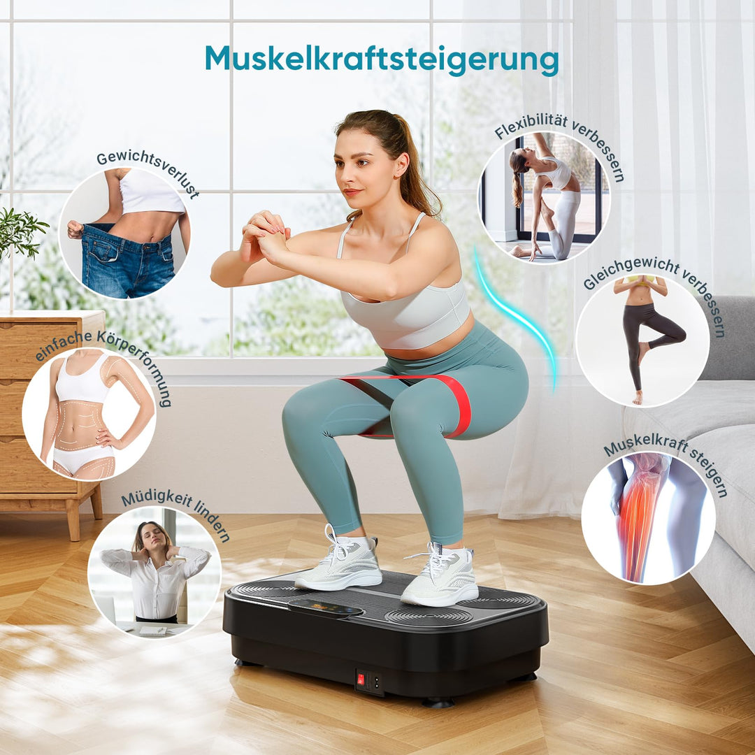 Vibrationsplatte 99 Stufen mit 5 Programmen &amp; 4 Fitnessbänder - Bild 7