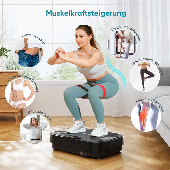 Vibrationsplatte 99 Stufen mit 5 Programmen &amp; 4 Fitnessbänder - Bild 7