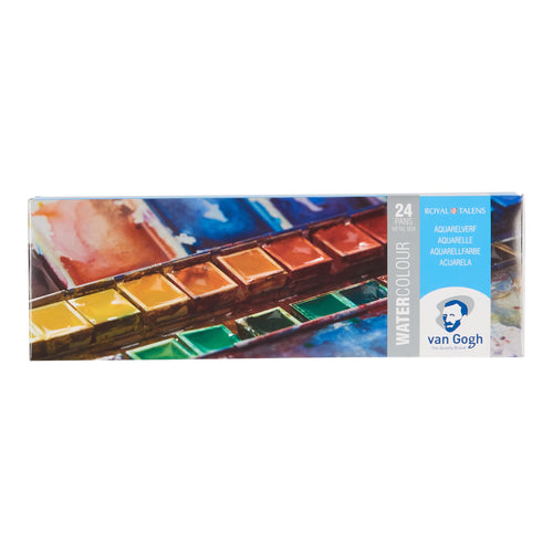 Aquarellfarben Set 24 Halbe Näpfe im Metalletui für Künstler