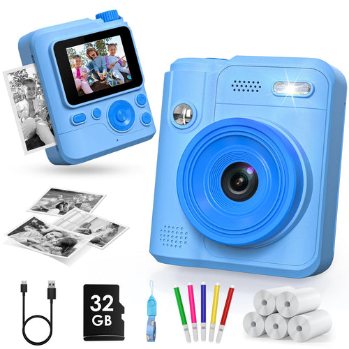 Sofortbildkamera Kinder mit Drucker 1080P IPS 32GB Karte