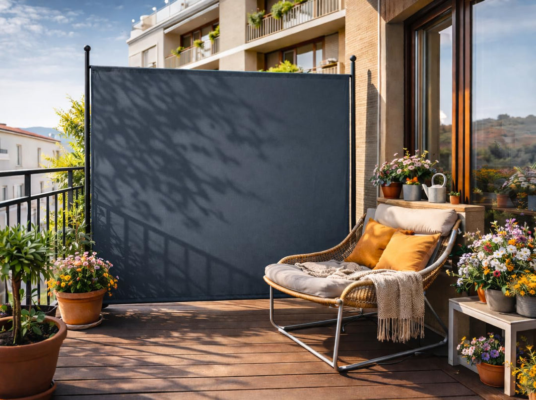 Paravent Outdoor Wetterfest 180x183 cm Grau Stahl Sichtschutz - Bild 2