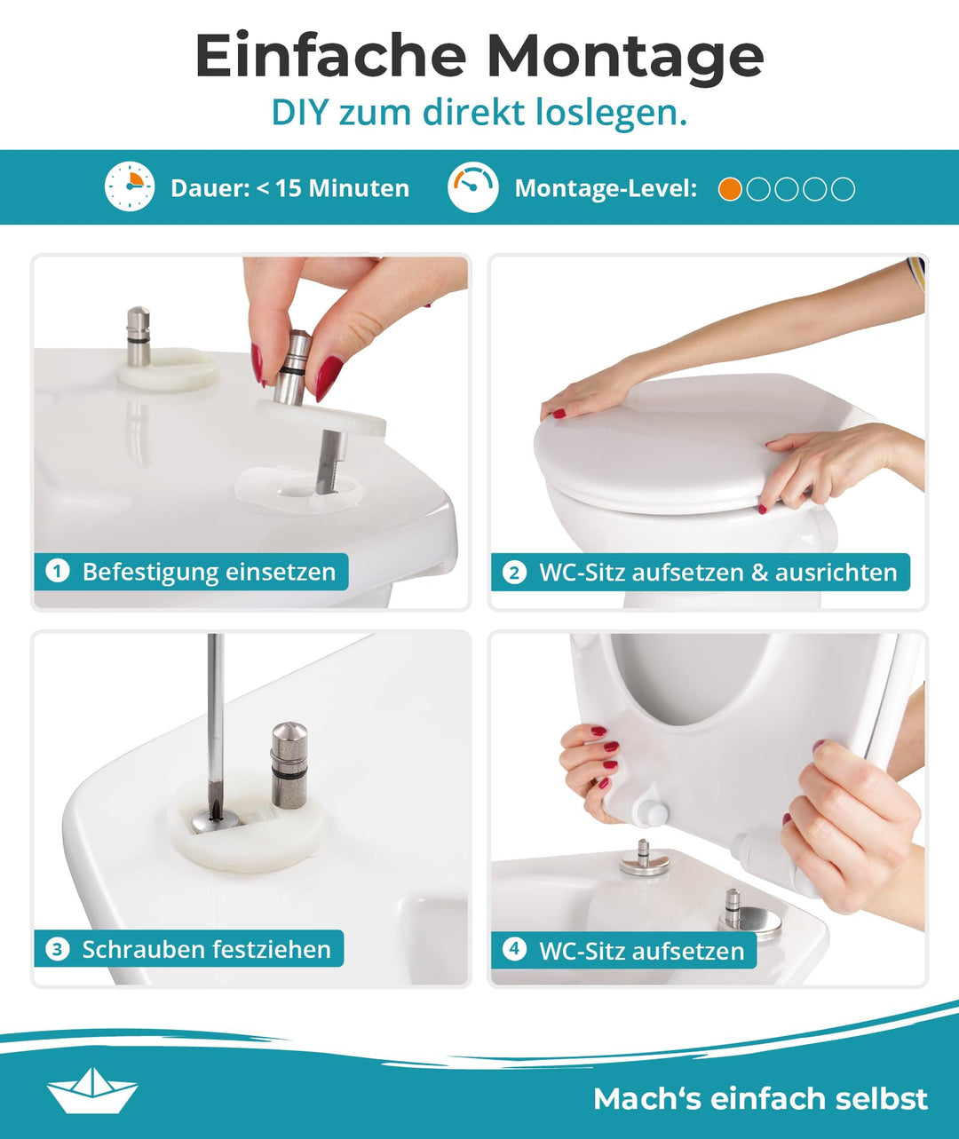 WC Sitz oval mit Absenkautomatik Duroplast abnehmbar bis 250 kg - Bild 2