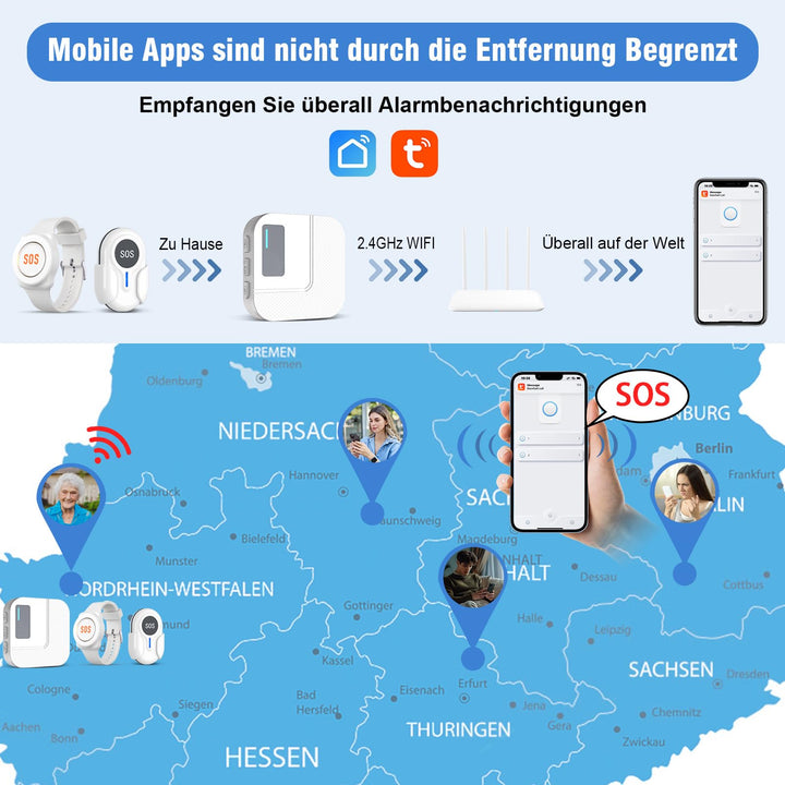 Hausnotruf-Set WiFi mit App-Benachrichtigung für Senioren - Bild 3