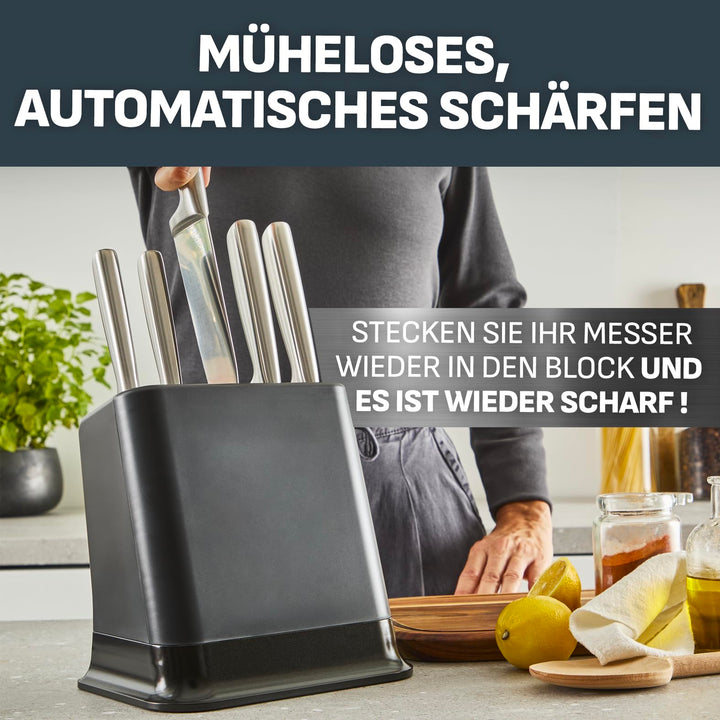 Messerblock mit Selbstschärfung 5-teilig Edelstahl schwarz - Bild 7