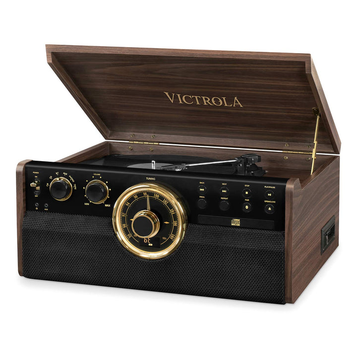 Plattenspieler 6-in-1 mit CD, Kassette, FM-Radio &amp; Bluetooth
