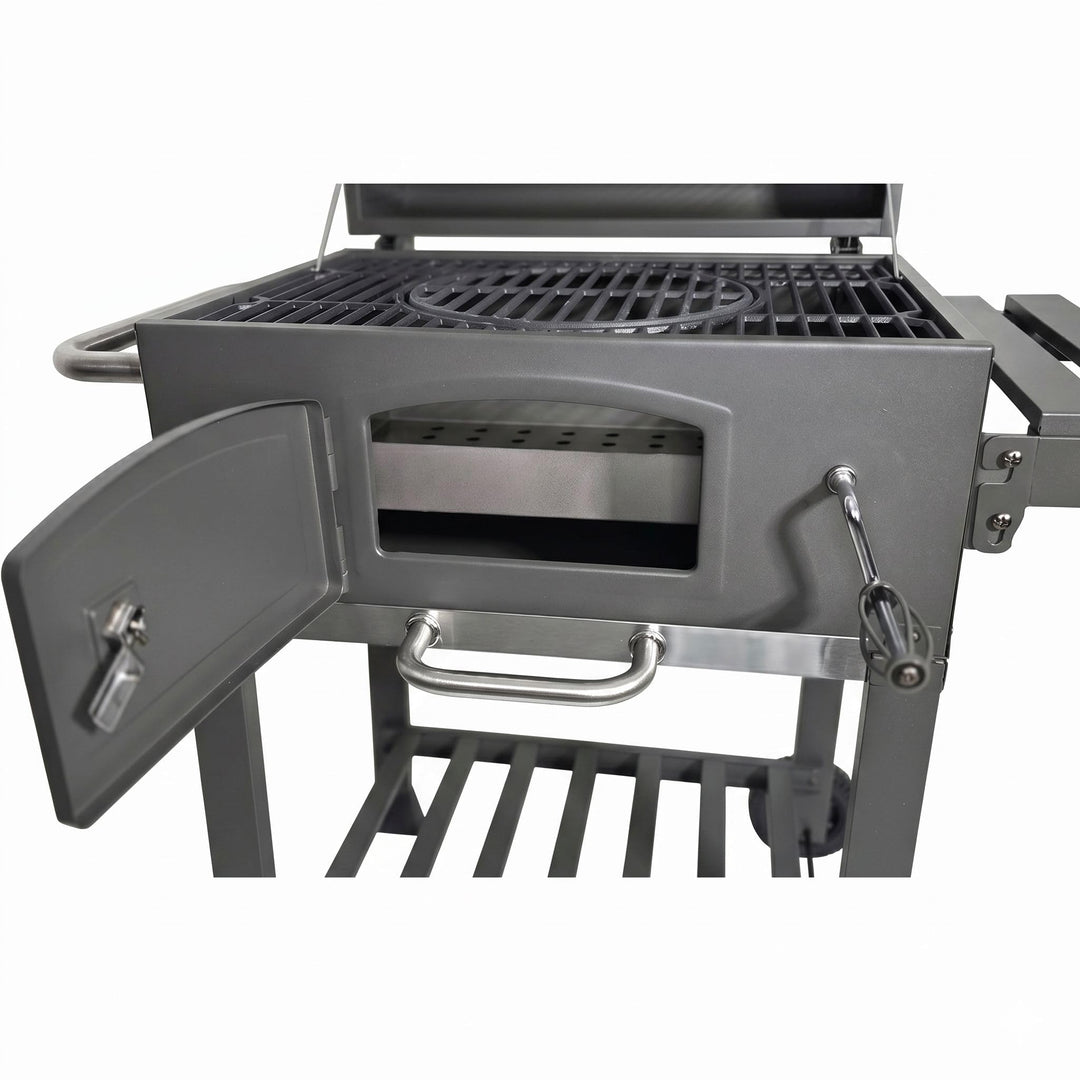 Holzkohlegrill mit Deckel, Gusseisenrost &amp; Abdeckhaube - Bild 7