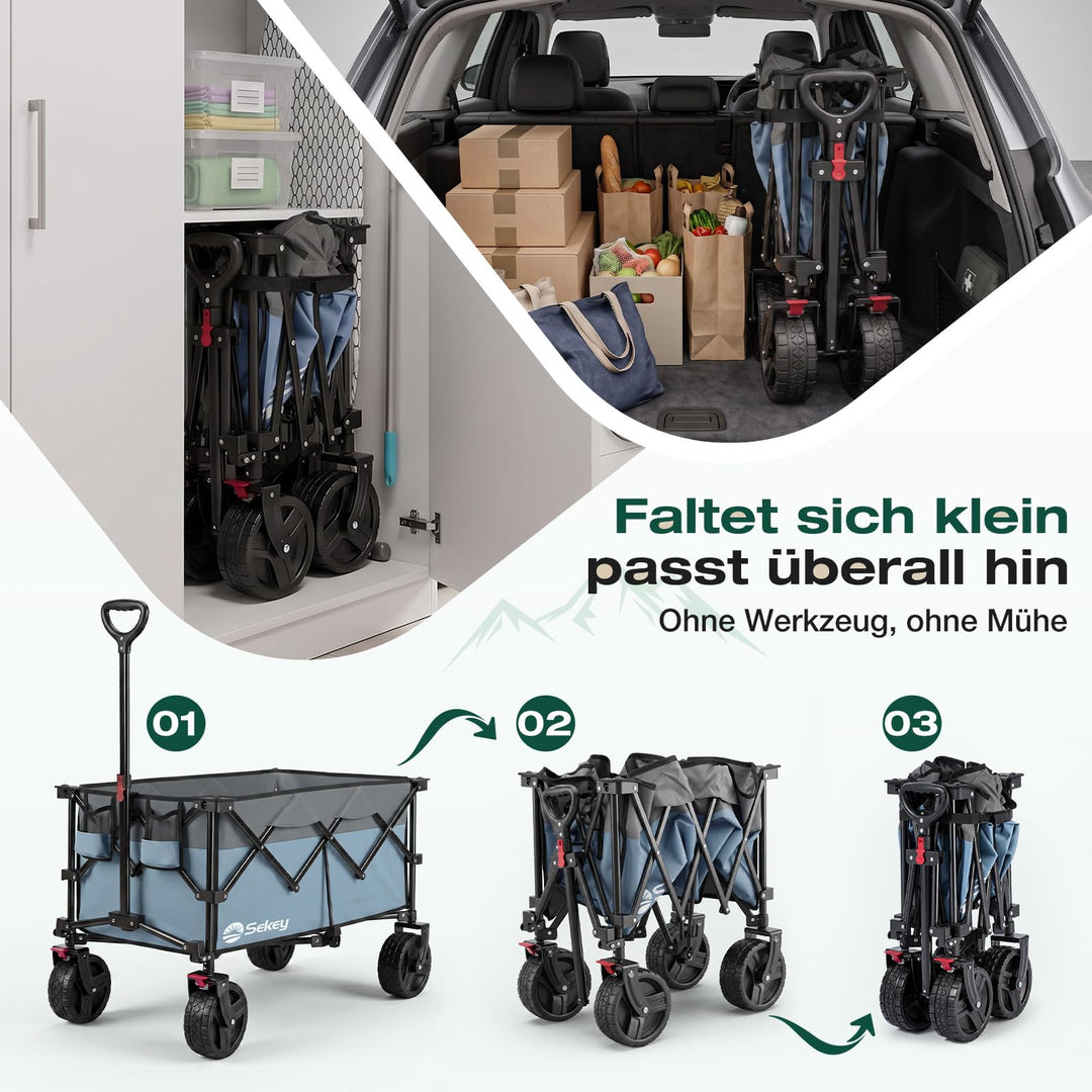 Bollerwagen faltbar XXL 200L 200kg All-Terrain Gelaenderaeder - Bild 7
