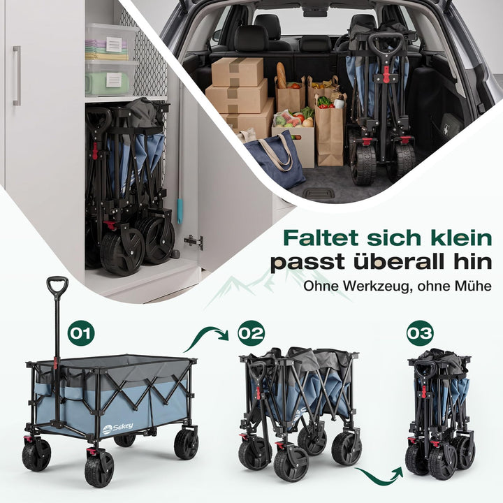 Bollerwagen faltbar XXL 200L 200kg All-Terrain Gelaenderaeder - Bild 7