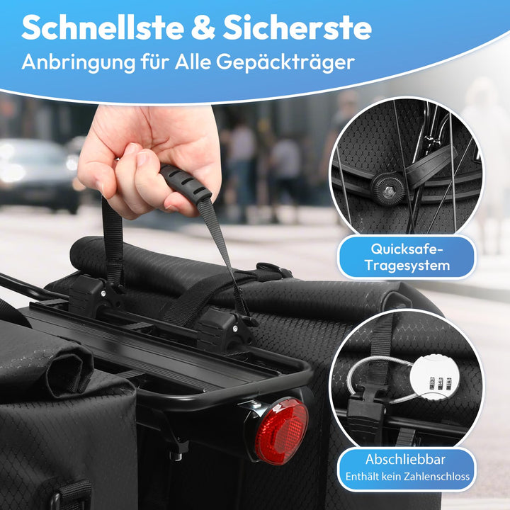 Fahrradtasche Gepäckträger 40L wasserdicht 2er Set mit Schultergurt - Bild 4