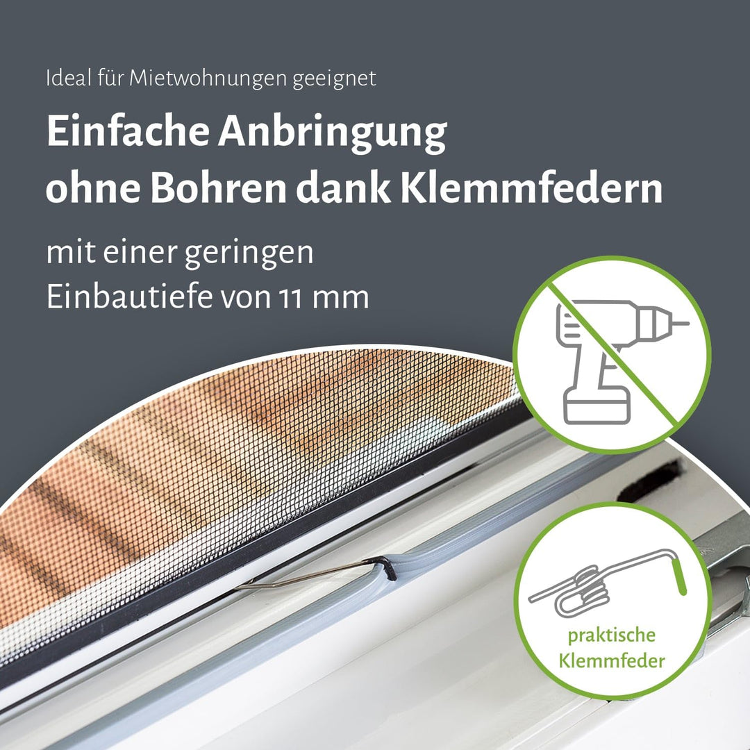Insektenschutz Fenster mit Alurahmen ohne Bohren klemmbar weiss - Bild 2