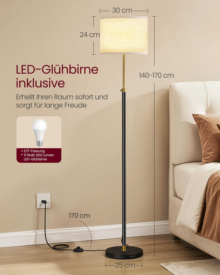 Stehlampe höhenverstellbar 140-170 cm Stoffschirm mit Fernbedienung - Bild 5
