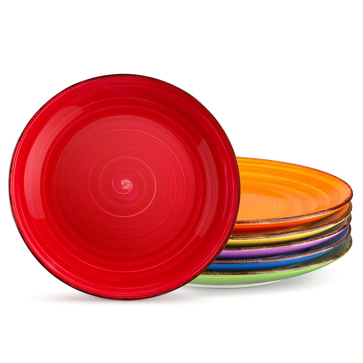 Speiseteller Set Steingut 6er-Set Ø 27 cm bunt handbemalt