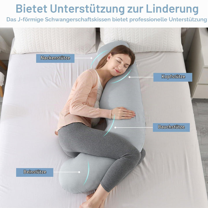 Schwangerschaftskissen J-Form mit Kühlbezug für Seitenschläfer - Bild 3