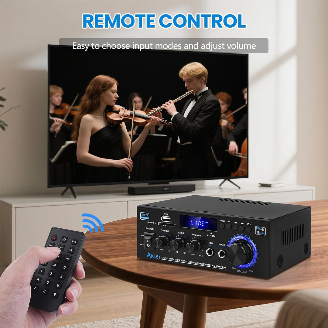 Stereo-Verstärker Bluetooth 5.0 HiFi 40W+40W mit FM-Radio Karaoke - Bild 3