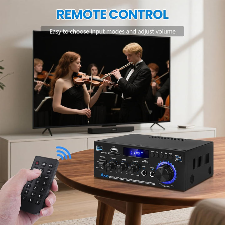 Stereo-Verstärker Bluetooth 5.0 HiFi 40W+40W mit FM-Radio Karaoke - Bild 3