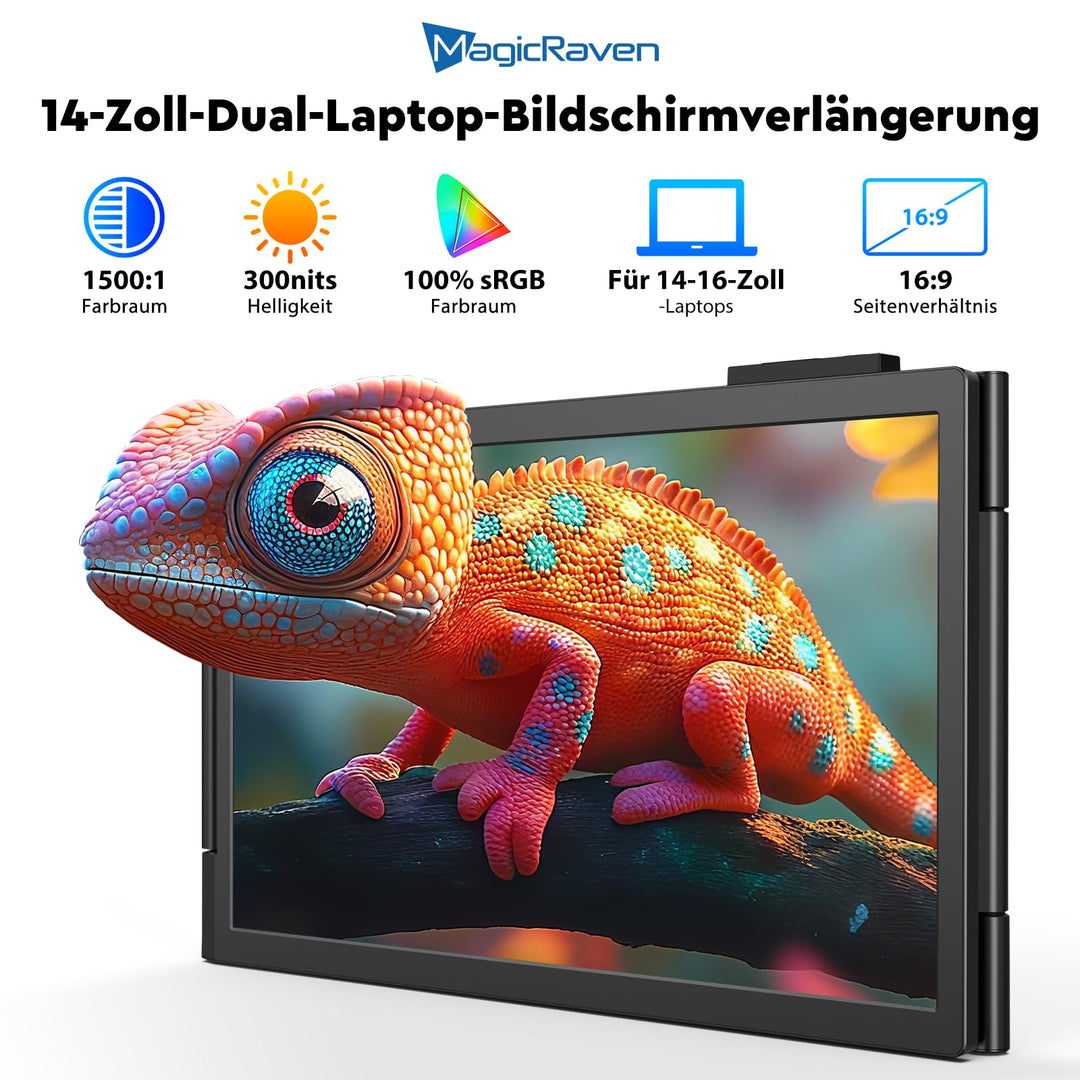 Triple Portable Monitor 14 Zoll FHD 1080P USB-C für Laptops 14-16" - Bild 7