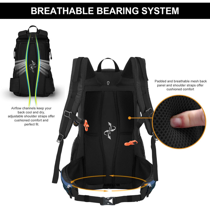 Wanderrucksack 40L Nylon mit Regenhülle für Trekking &amp; Camping - Bild 5