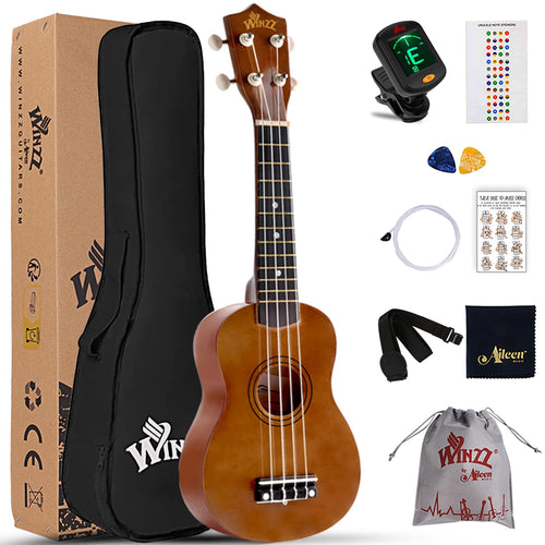 Sopran Ukulele Starter Set Lindenholz mit 9-teiligem Zubehör