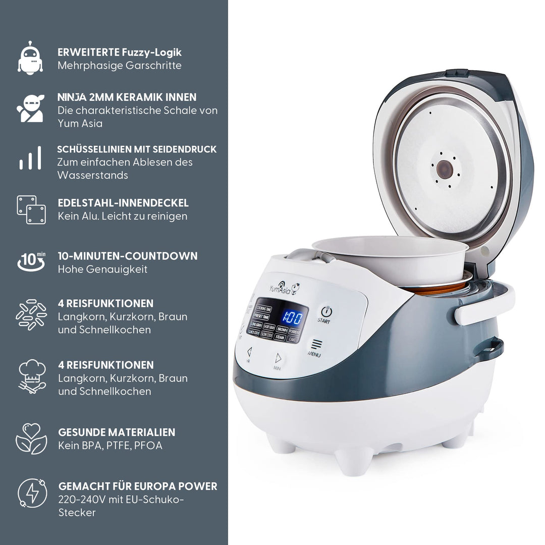 Reiskocher Mini 0,63 L Keramikschüssel Fuzzy Logic 8 Funktionen - Bild 5