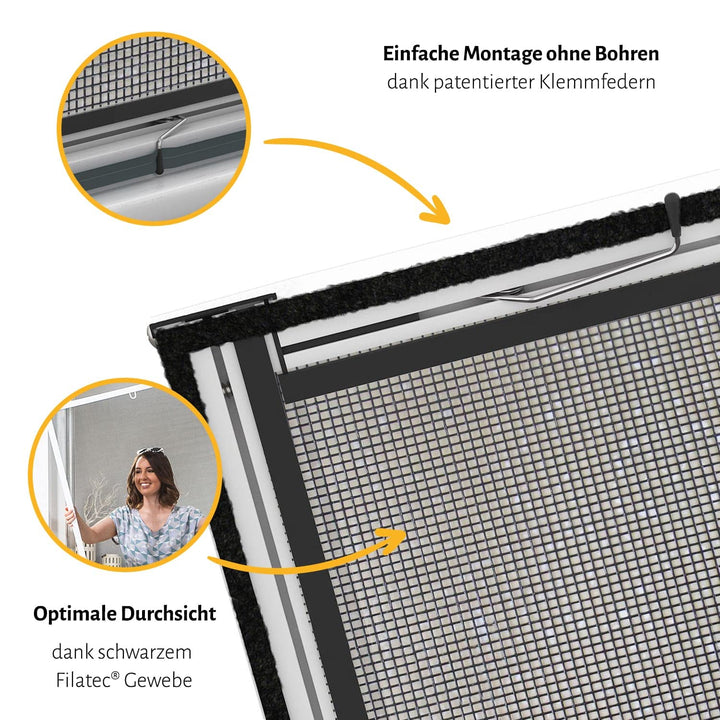 Fliegengitter bodentiefe Fenster Aluminium 130x220 cm ohne Bohren - Bild 4