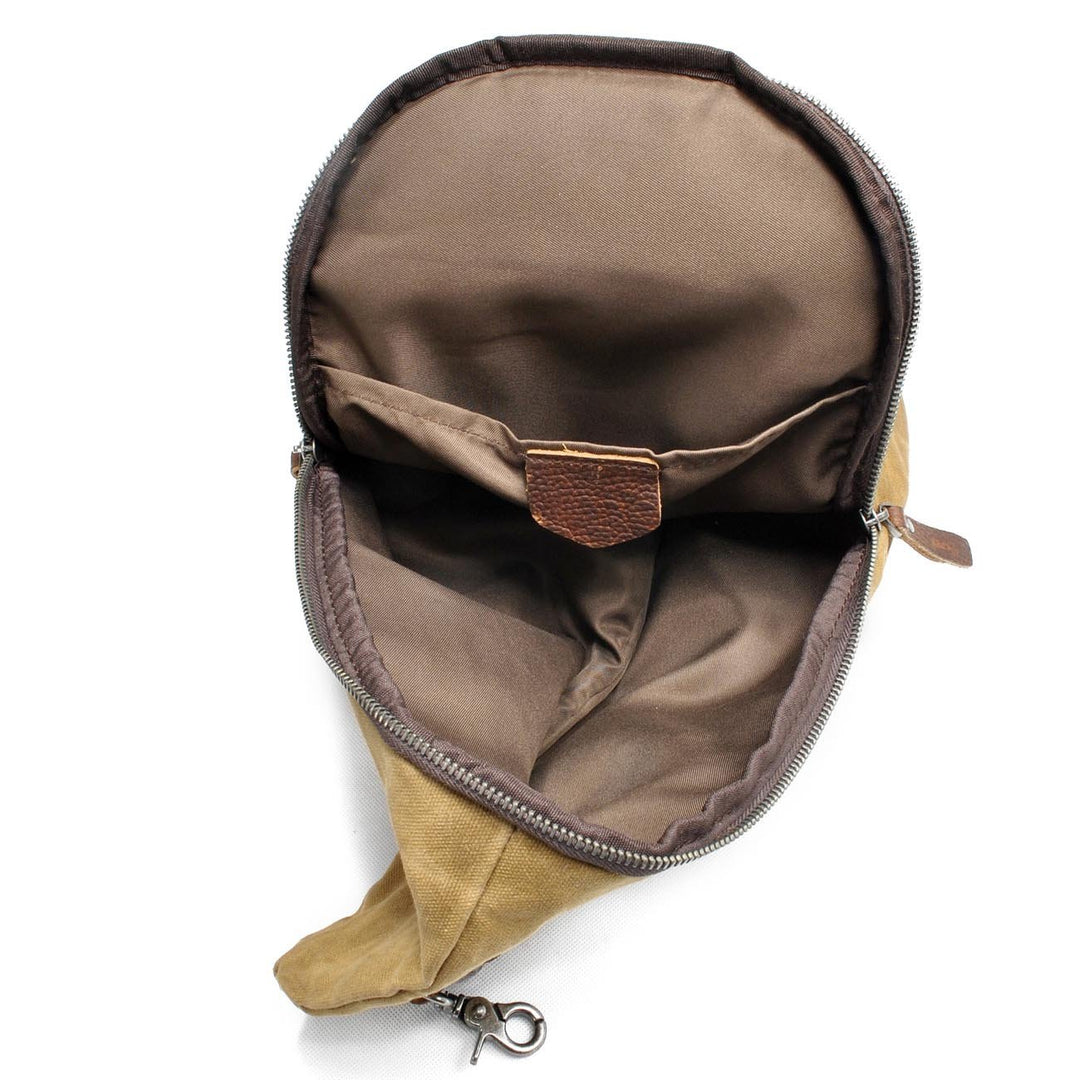 Sling Rucksack Canvas Leder Vintage 11 L wasserdicht Grau - Bild 5