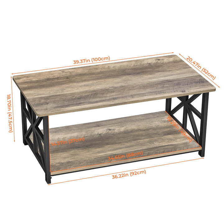 Couchtisch 100 cm mit Regal Sandeiche Grau Wohnzimmer rustikal - Bild 3