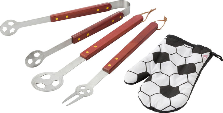 Grillset Fussball-Design 5-teilig mit Schürze &amp; Handschuh - Bild 2