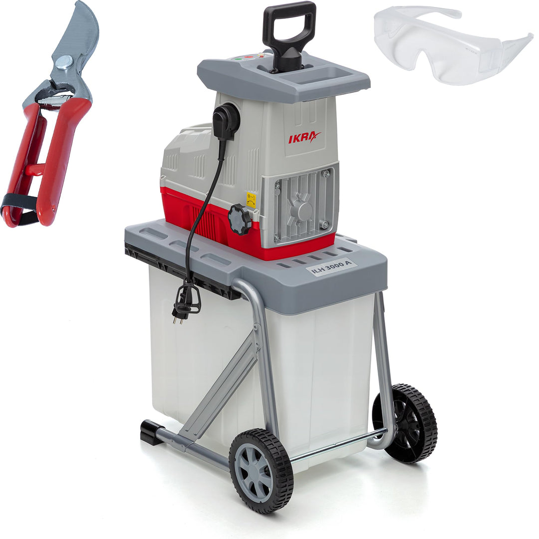 Elektro Walzenhäcksler 3000W mit 60L Fangbox für Äste bis 44mm