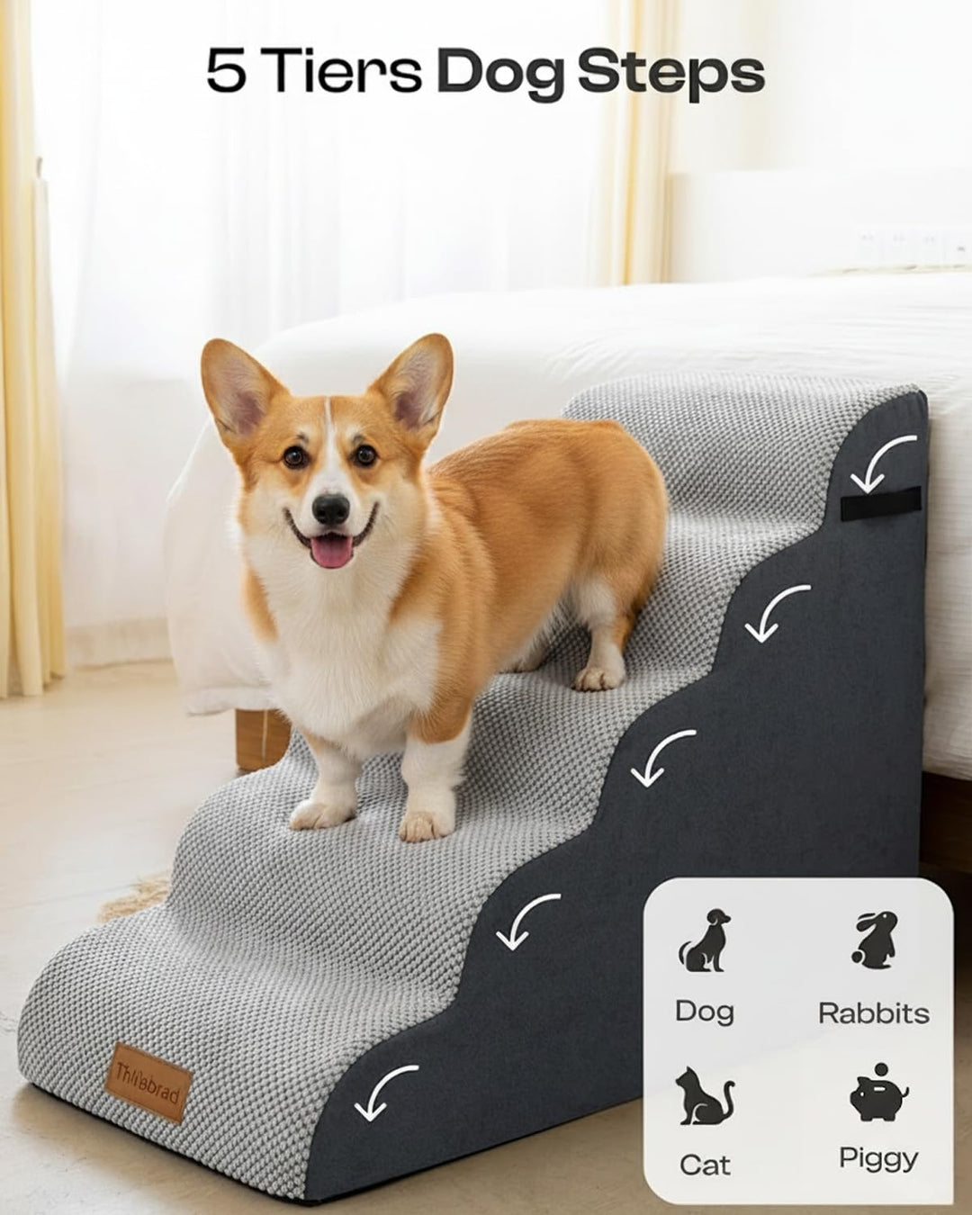 Hundetreppe Schaumstoff 5 Stufen 62 cm für kleine Hunde - Bild 2