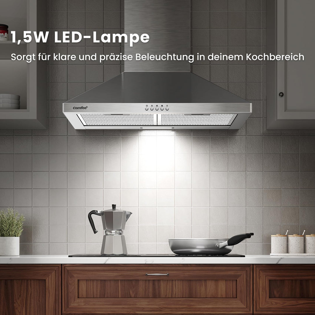 Dunstabzugshaube 60cm Edelstahl Umluft &amp; Abluft A++ 400m³/h - Bild 6
