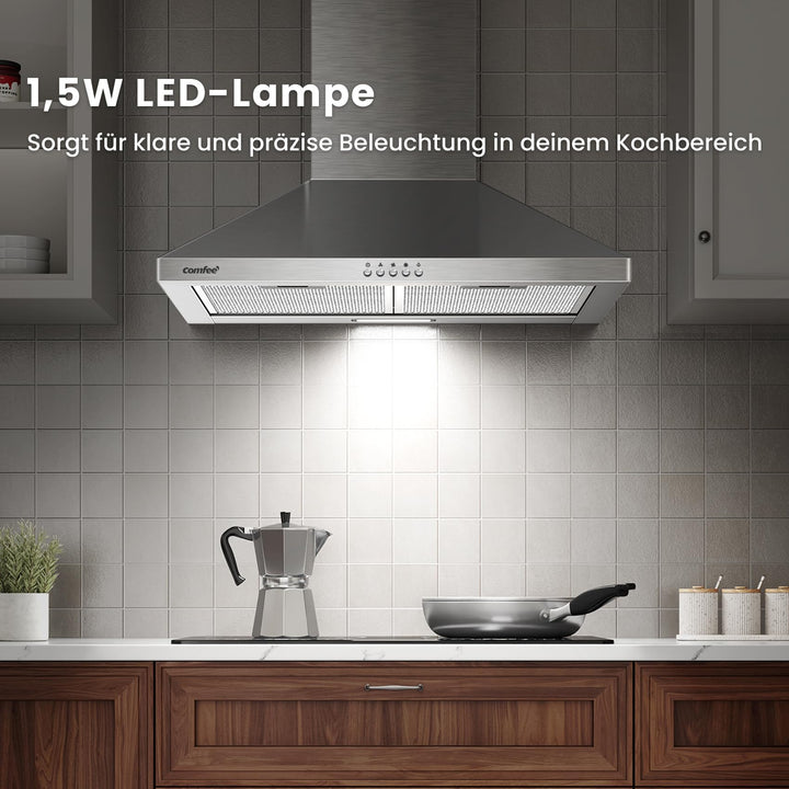 Dunstabzugshaube 60cm Edelstahl Umluft &amp; Abluft A++ 400m³/h - Bild 6