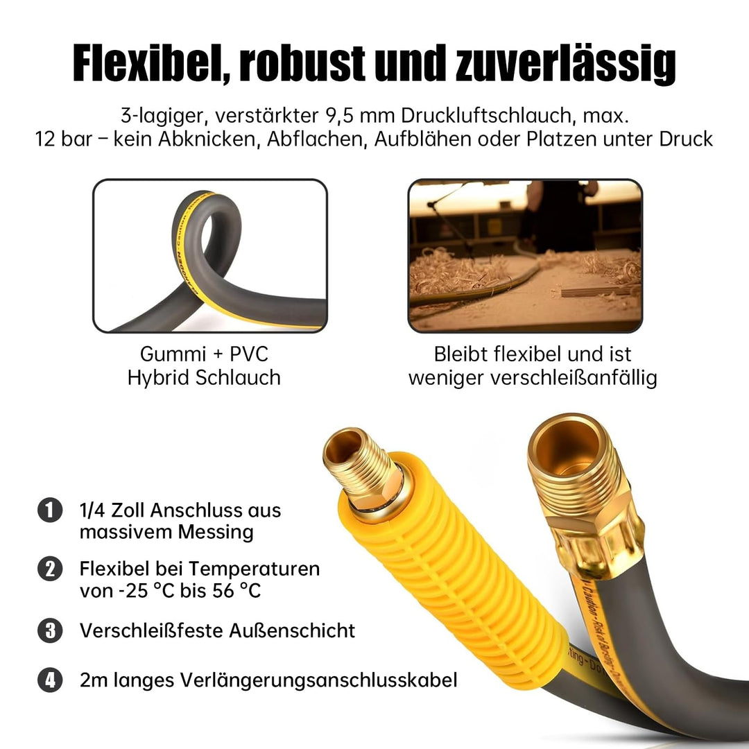 Druckluftschlauchtrommel 20m+2m Hybrid-Polymer 24 Bar Wandmontage - Bild 4