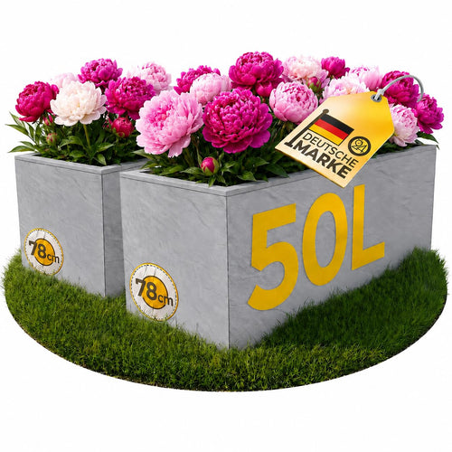 Pflanzkübel rechteckig 2er-Set 50L Wasserspeicher Kunststoff Balkon