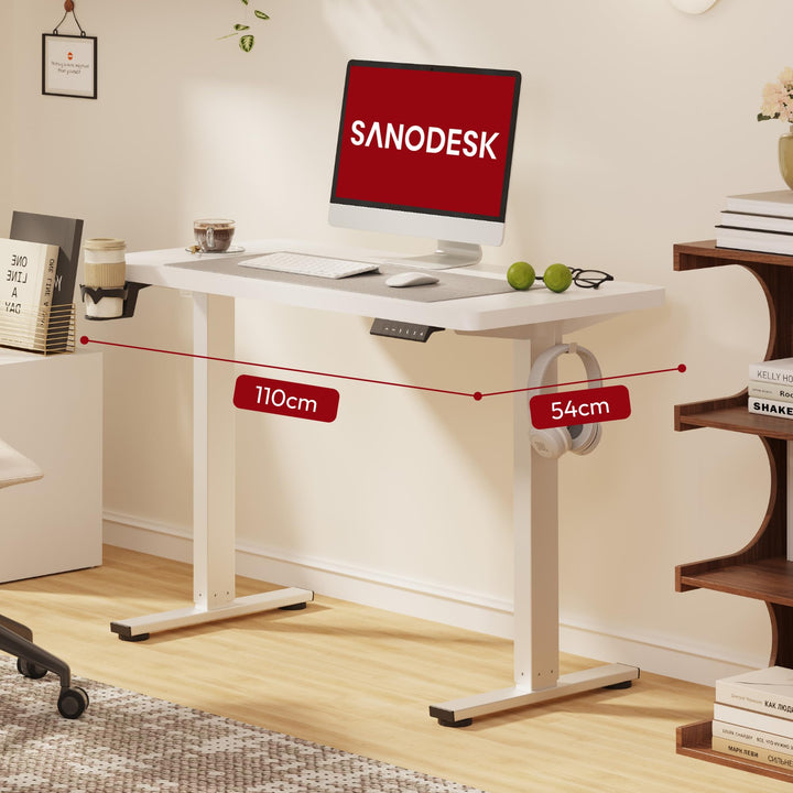 Höhenverstellbarer Schreibtisch elektrisch 110x54 cm mit Zubehör - Bild 3