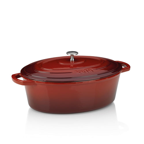 Bräter oval Gusseisen emailliert 6 L rot induktionsgeeignet
