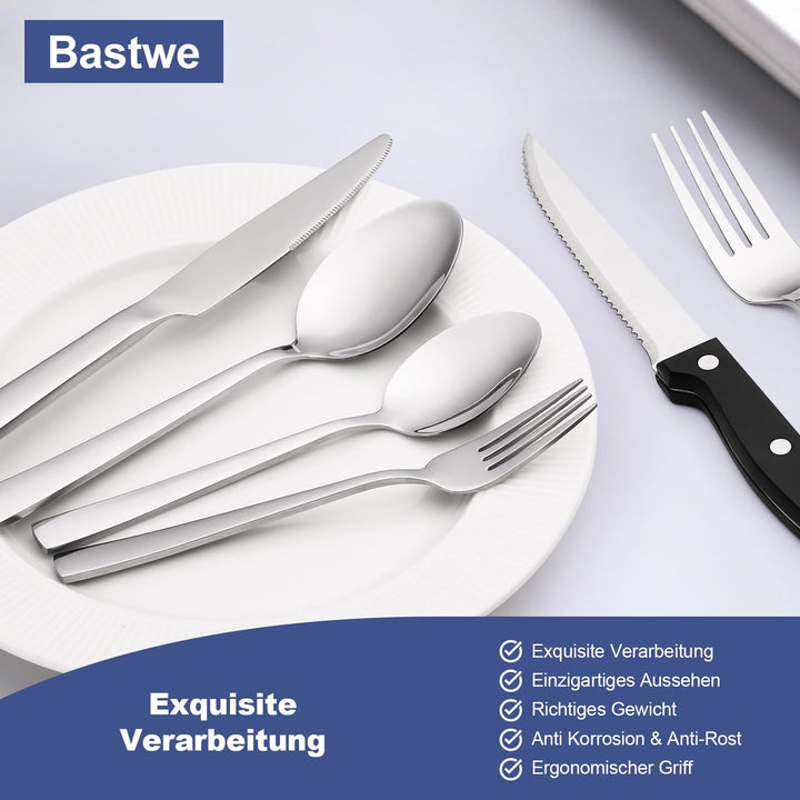 Besteck Set 36-teilig Edelstahl für 6 Personen mit Steakmesser