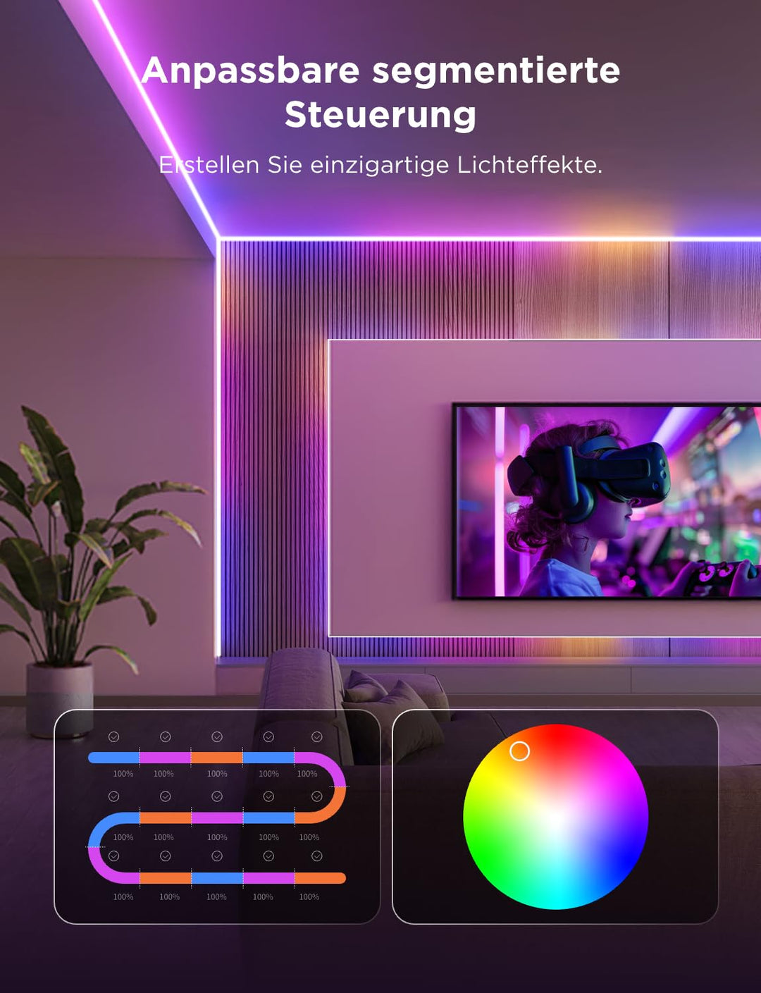 LED Strip RGBIC COB 3m mit Warmweiss 1350lm Smart Home - Bild 7