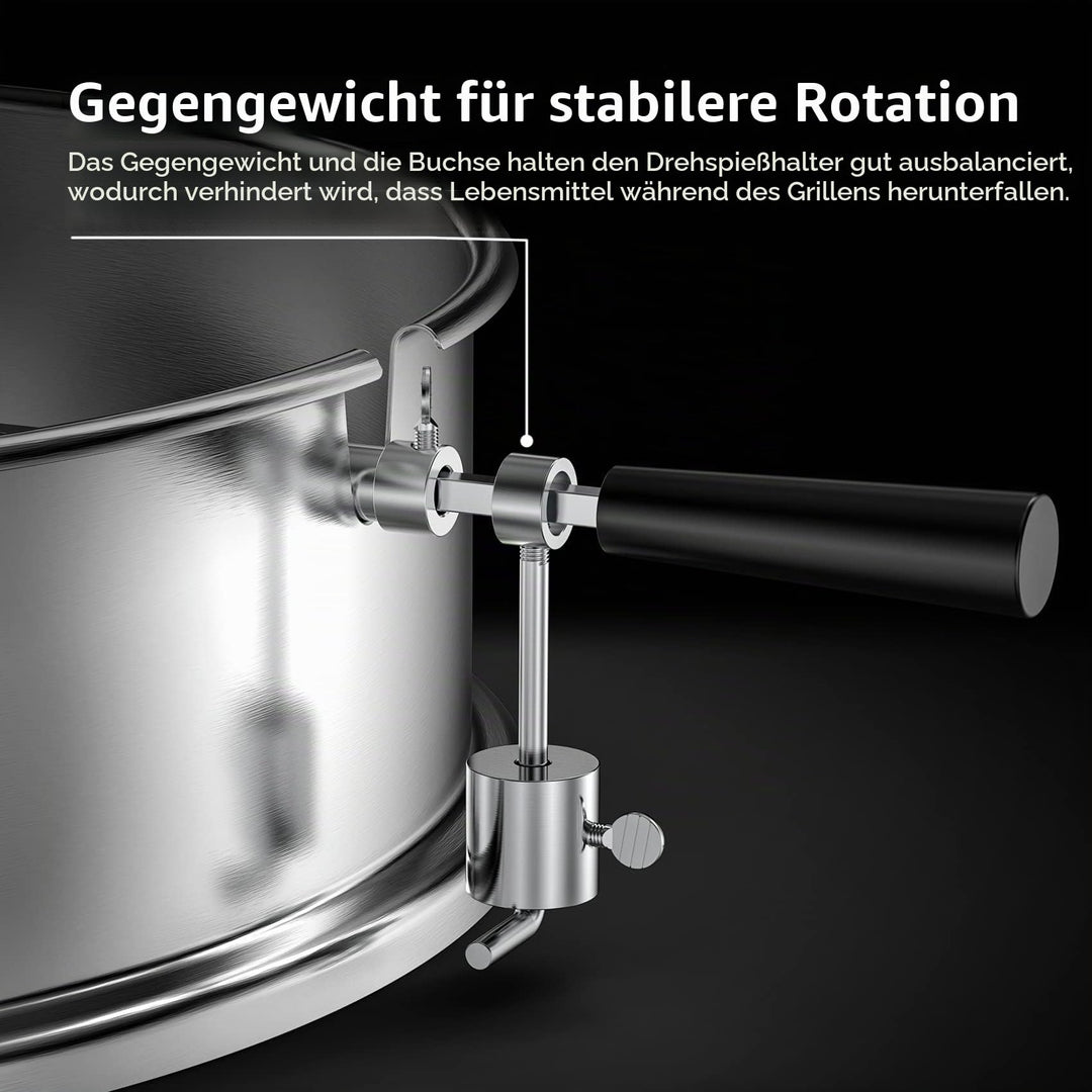 Drehspiess-Set Edelstahl 57 cm mit Motor für Kugelgrill - Bild 3