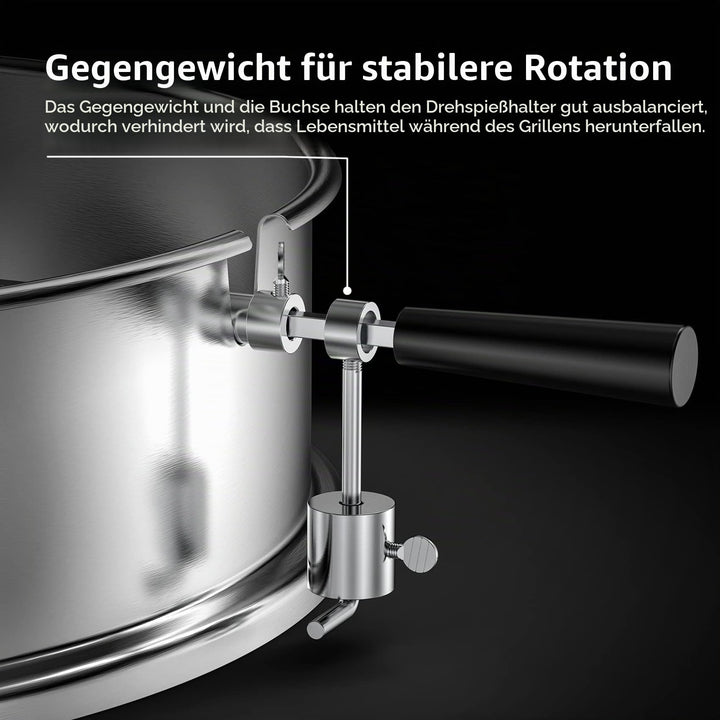 Drehspiess-Set Edelstahl 57 cm mit Motor für Kugelgrill - Bild 3