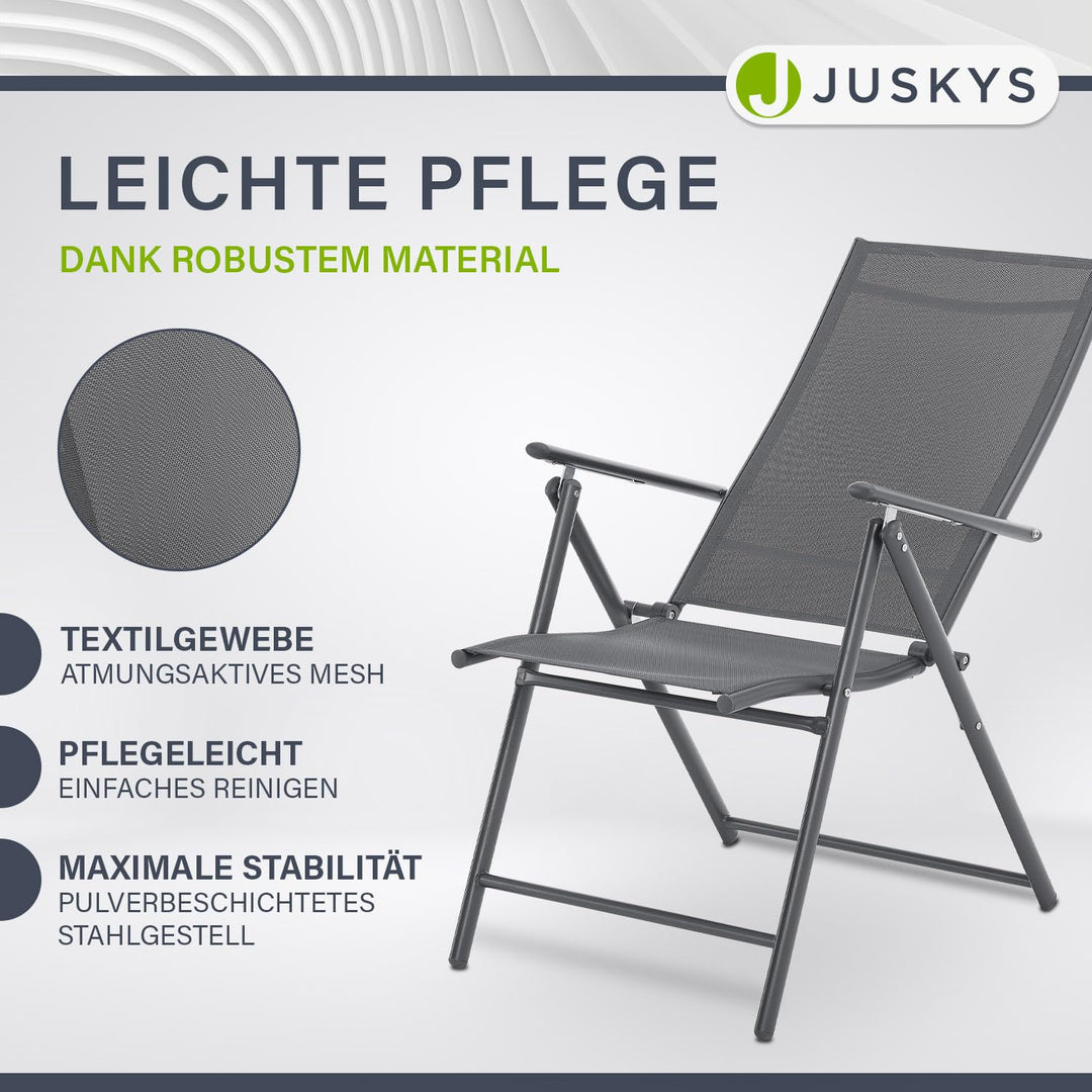 Gartenstuhl klappbar 2er Set Stahl atmungsaktiv 7-fach verstellbar - Bild 6